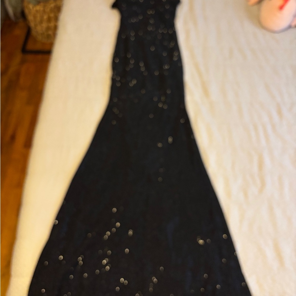 Windsor Black and Silver Sequin Maxi Cocktail Dress